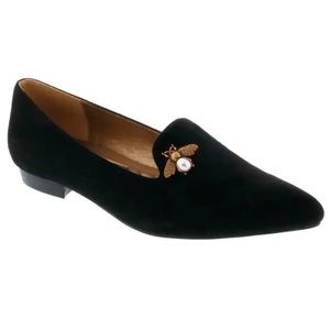 BELLINI DEAM WOMEN’S SLIP-ON SHOE BLACK POINTED TOE LOAFER BEE PEARL DETAILS 8.5